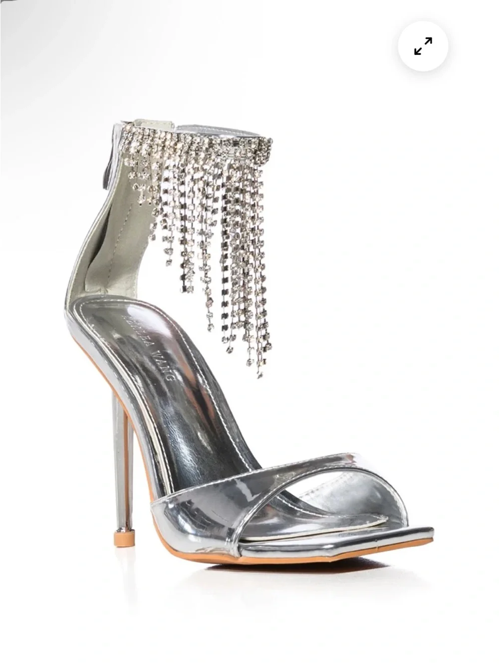 Azalea Wang Silver Rhinestone Fringe Stiletto Sandals - Women Shoes New size 7.5